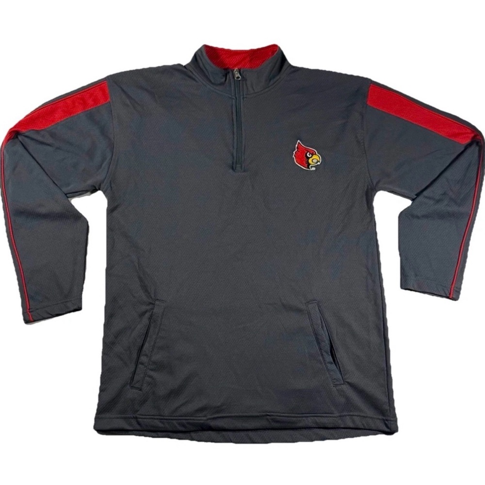 University of Louisville Cardinals Grey Quarter Zip Pullover Knights Large